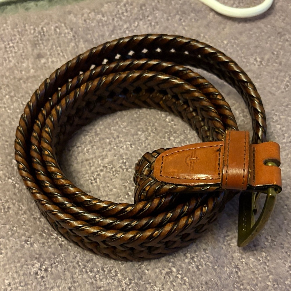 Men's Braided Leather Belt - Brown